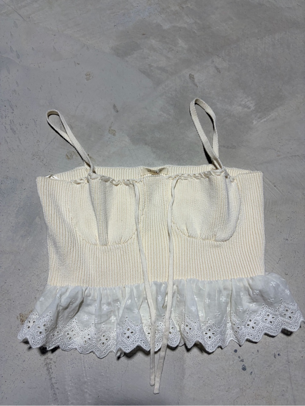 Et clet NWT Cream Ribbed Crop Tank peyton Top large MSRP$62